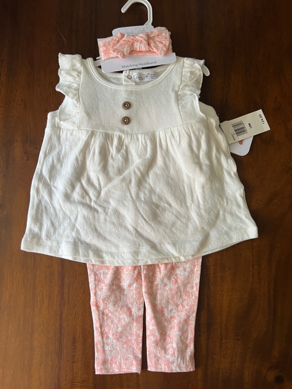 Rene Rofe Baby White Tunic with Pink Accent Set